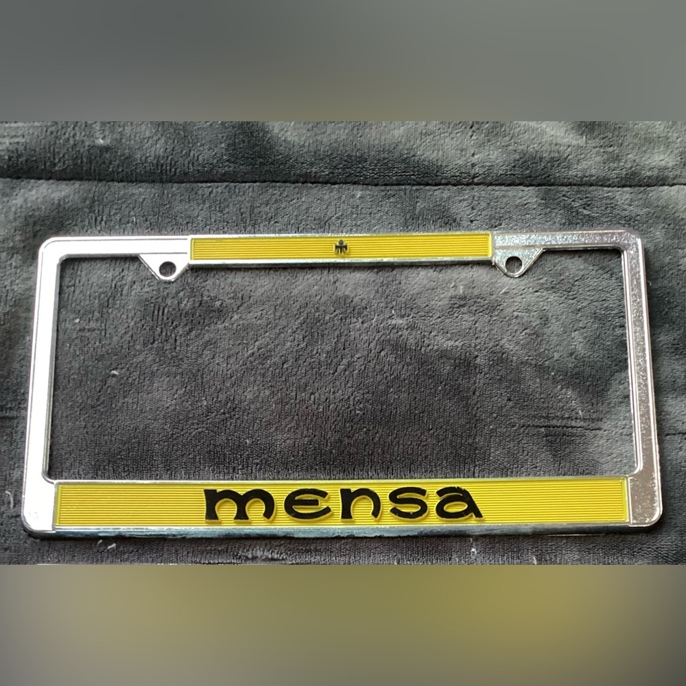 Vintage Mensa Metal License Plate Frame Collectible NOS